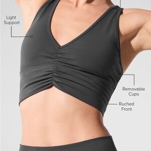 ALO Yoga Charcoal Ruched Sports Bra